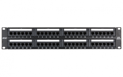 Патч-панель 19", 2U, 48 портов, Кат.5e (Класс D), 100МГц, RJ45/8P8C, 110/KRONE (EC-URP-48-UD2)