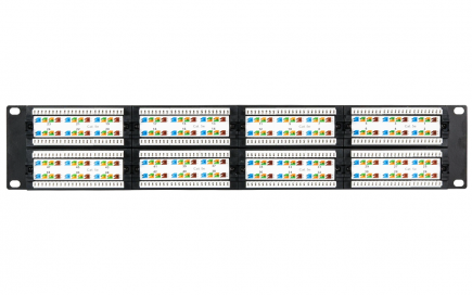 Патч-панель 19", 2U, 48 портов, Кат.5e (Класс D), 100МГц, RJ45/8P8C, 110/KRONE (EC-URP-48-UD2)