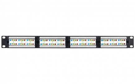 Патч-панель 19", 1U, 24 порта, Кат.5e (Класс D), 100МГц, RJ45/8P8C, 110/KRONE, экран (EC-URP-24-SD2)
