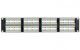 Патч-панель 19", 2U, 48 портов, Кат.5e (Класс D), 100МГц, RJ45/8P8C, 110/KRONE (EC-URP-48-UD2)
