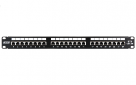 Патч-панель 19", 1U, 24 порта, Кат.5e (Класс D), 100МГц, RJ45/8P8C, 110/KRONE, экран (EC-URP-24-SD2)