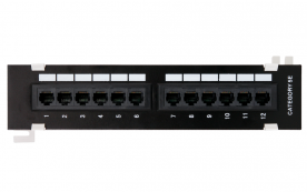 Патч-панель настенная, 12 портов, Кат.5e (Класс D), 100МГц, RJ45/8P8C, 110, T568A/B (EC-UWP-12-UD2)